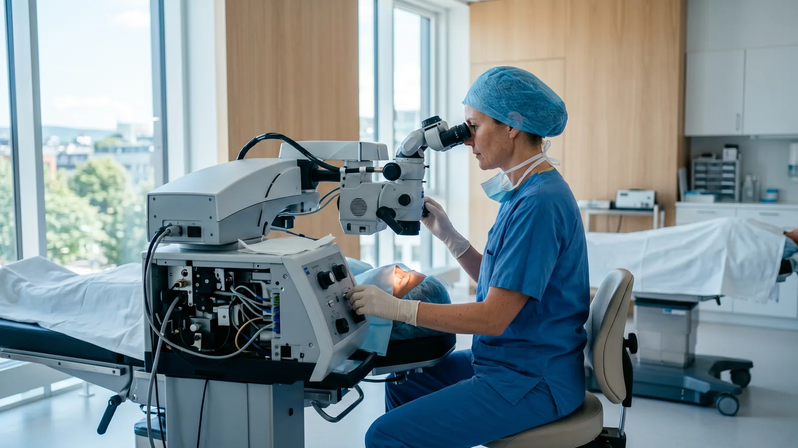 Kirurg ved laserkonsoll for ReLEx SMILE-behandling